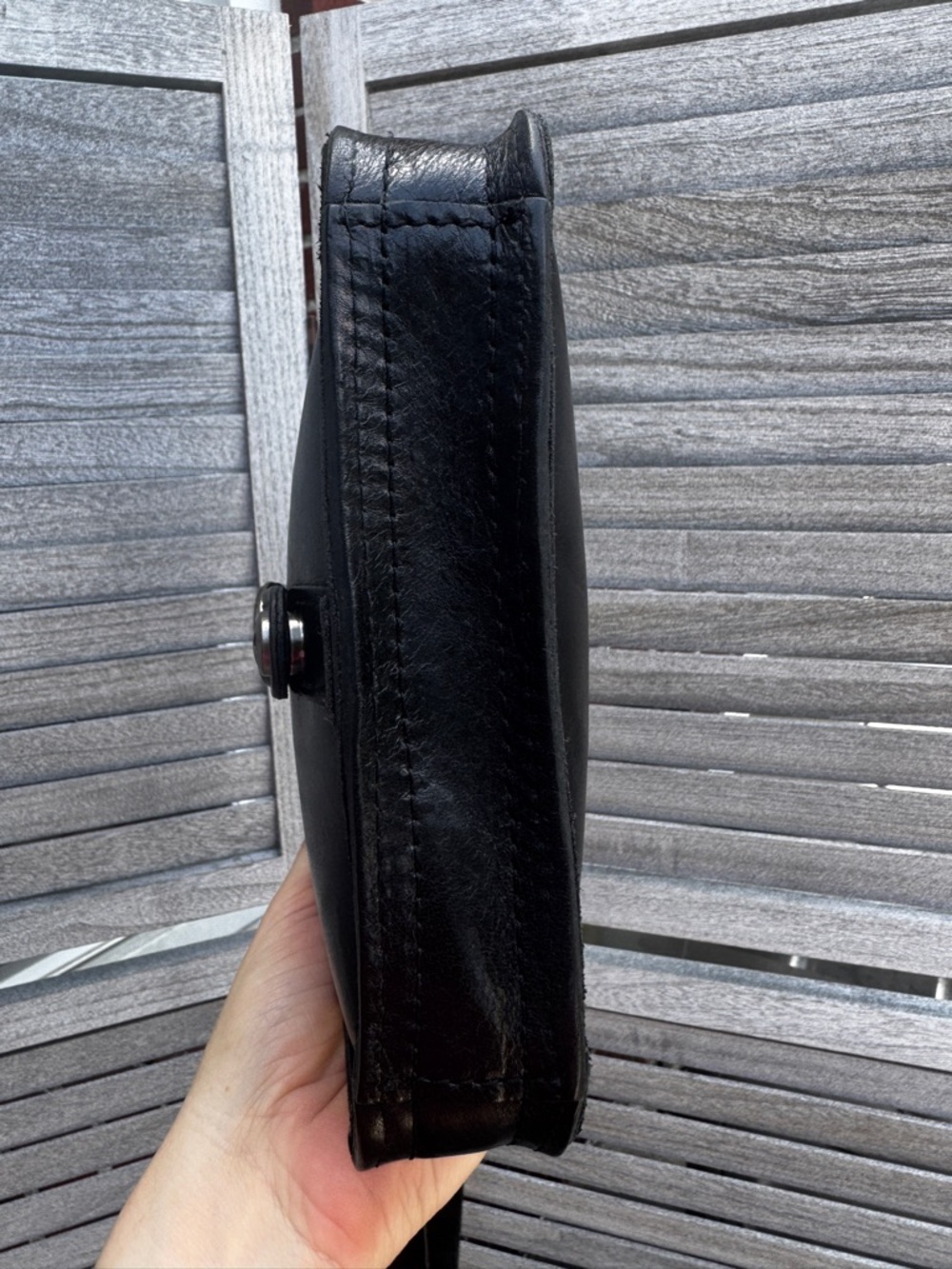 Patricia Nash Black Leather Crossbody Bag Tan Suede Interior Flap Snap - Picture 14 of 15